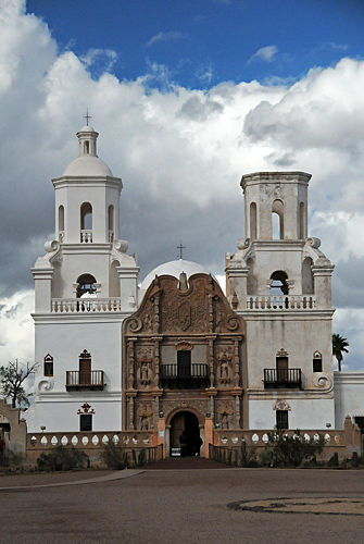 Mission San Xavier del Bac exterior front in Tucson Arizona