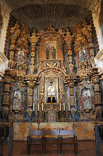 Mission San Xavier del Bac interior front altar in Tucson Arizona