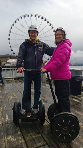 Seattle by Segway tour in front of Seattle Ferris wheel Great Wheel